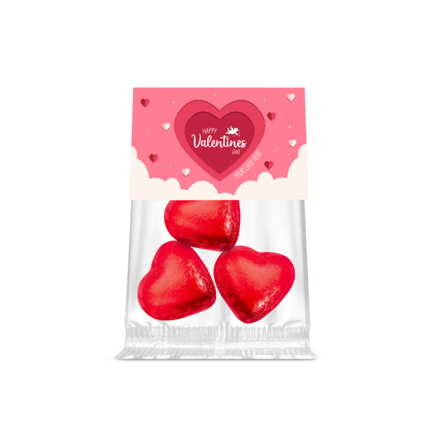 Valentines – Eco Info Card – Red Foiled Hearts